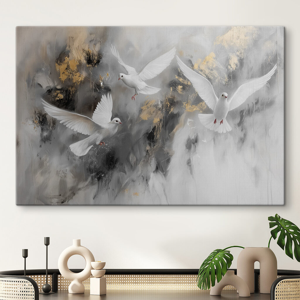 A group of white birds flying