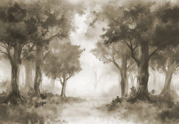 Eine Gruppe von Bäumen in einem Wald Eine Gruppe von Bäumen in einem Wald