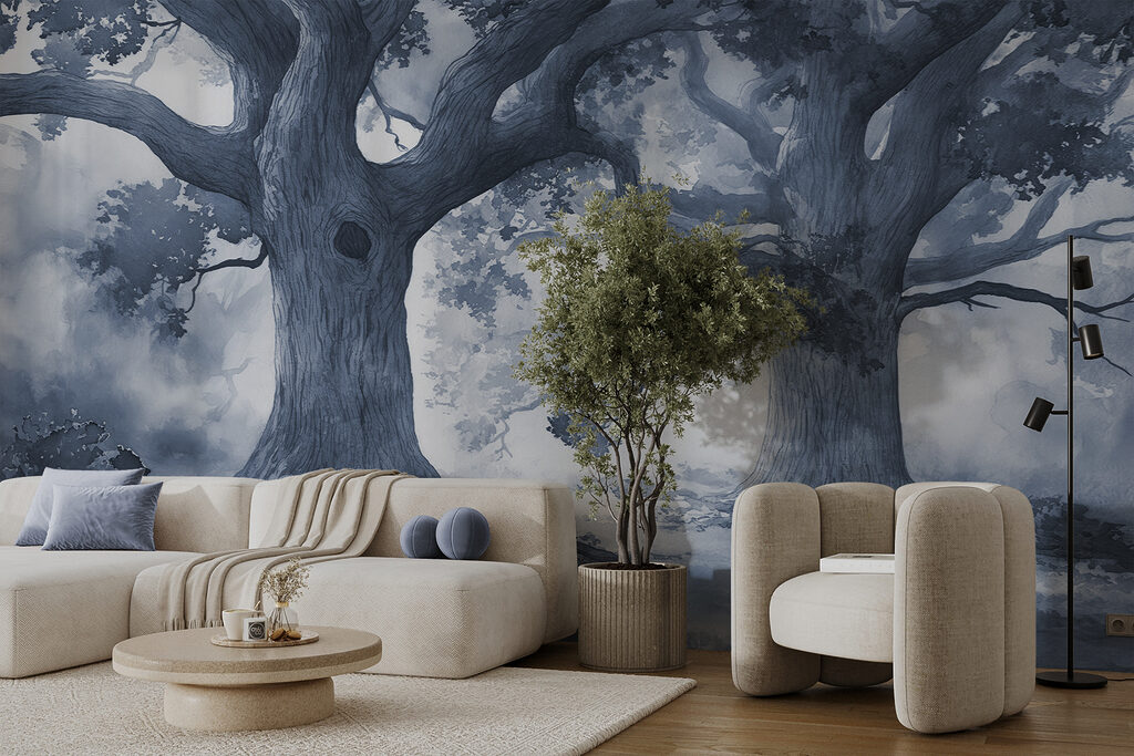 A group of trees with many branches A group of trees with many branches