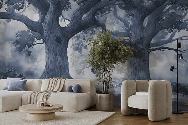 A group of trees with many branches A group of trees with many branches
