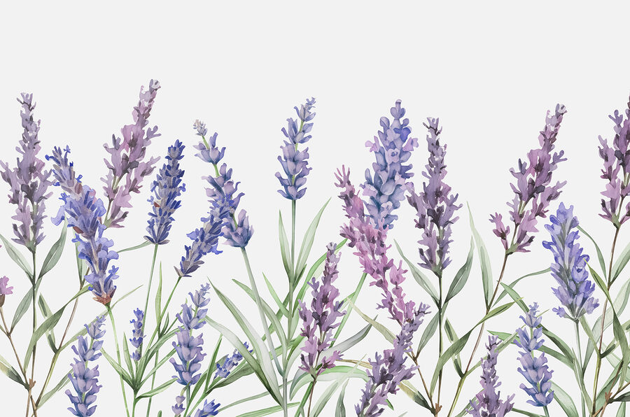 Eine Reihe violetter Blumen