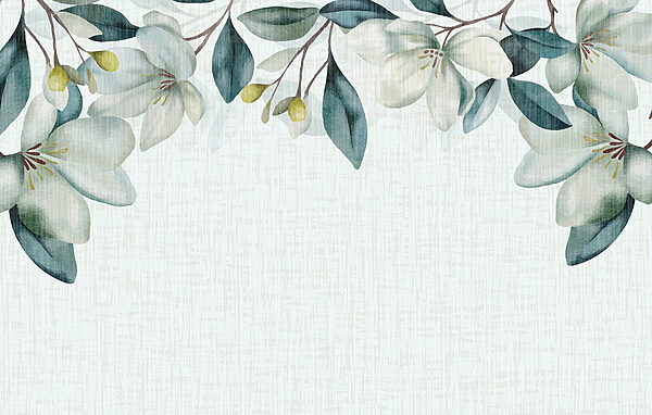 A white flowers and green leaves A white flowers and green leaves