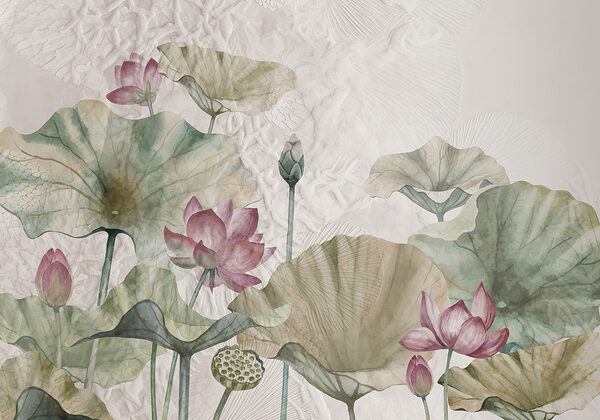 Ein Gemälde mit Blumen und Blättern Ein Gemälde mit Blumen und Blättern