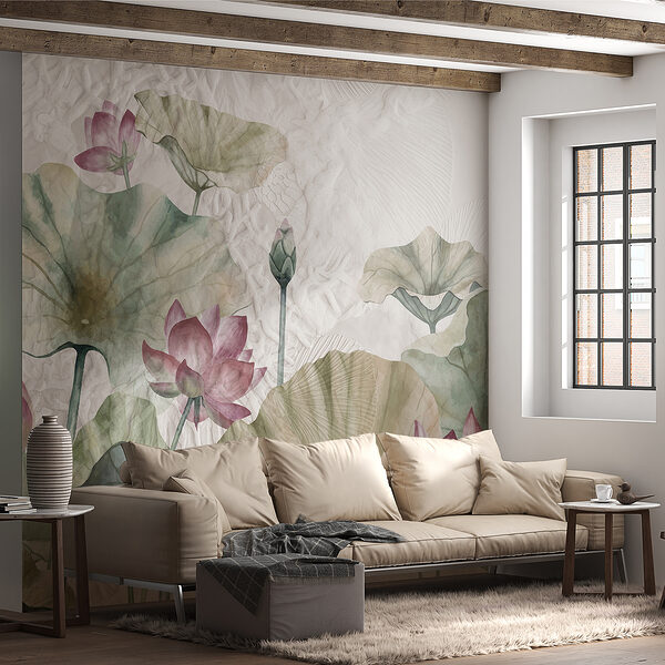 Ein Gemälde mit Blumen und Blättern Ein Gemälde mit Blumen und Blättern