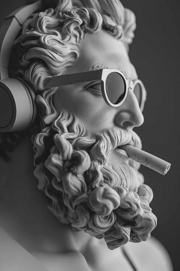 A statue of a man with sunglasses and a cigar
