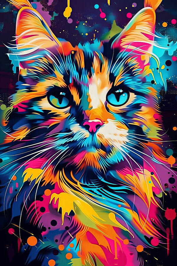 Eine bunte Katze mit blauen Augen Eine bunte Katze mit blauen Augen