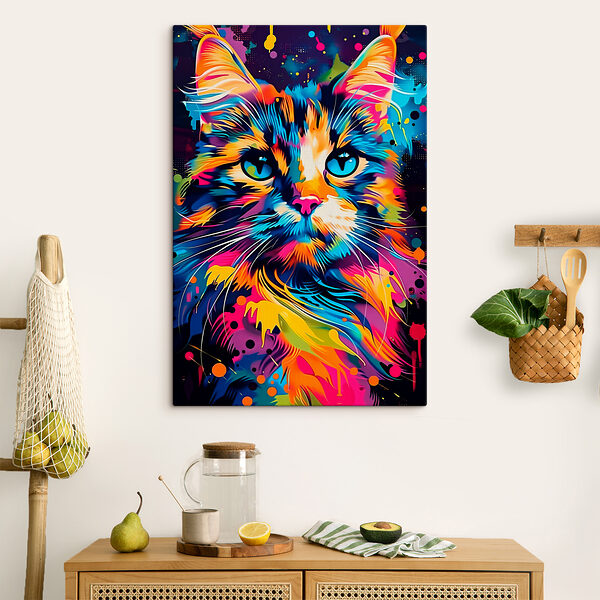Eine bunte Katze mit blauen Augen Eine bunte Katze mit blauen Augen