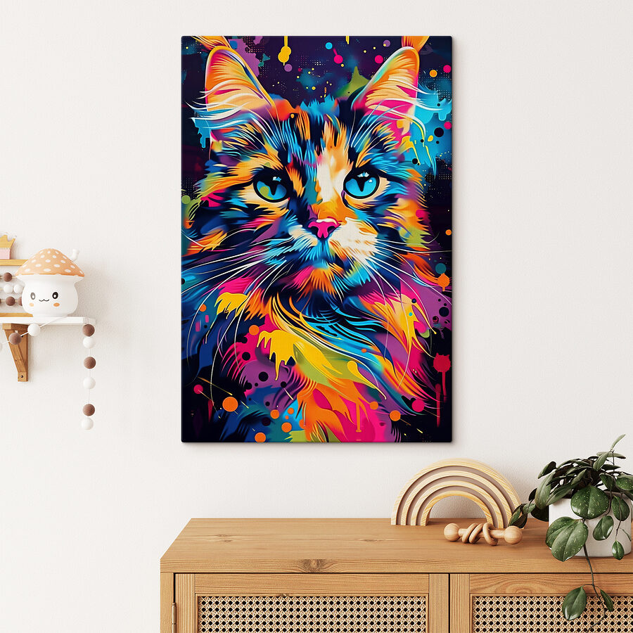 Eine bunte Katze mit blauen Augen Eine bunte Katze mit blauen Augen