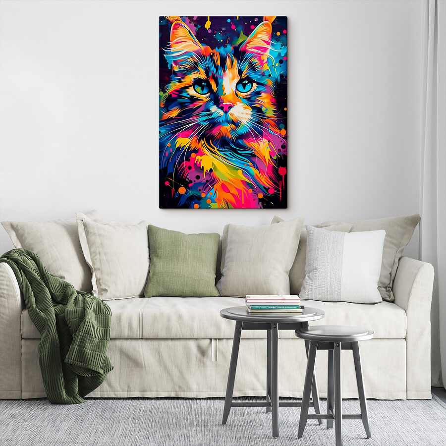 Eine bunte Katze mit blauen Augen Eine bunte Katze mit blauen Augen