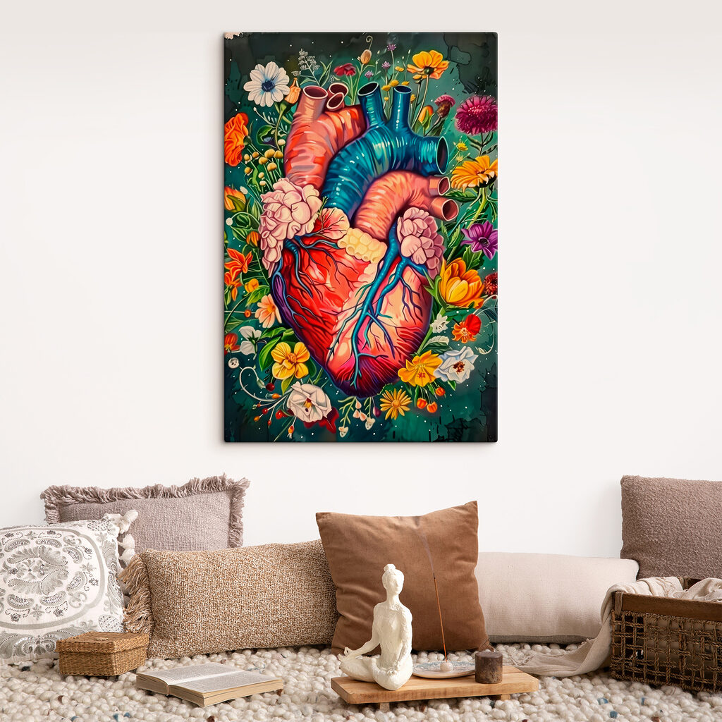 A colorful heart with flowers A colorful heart with flowers
