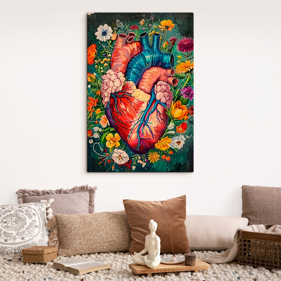 Ein buntes Herz mit Blumen