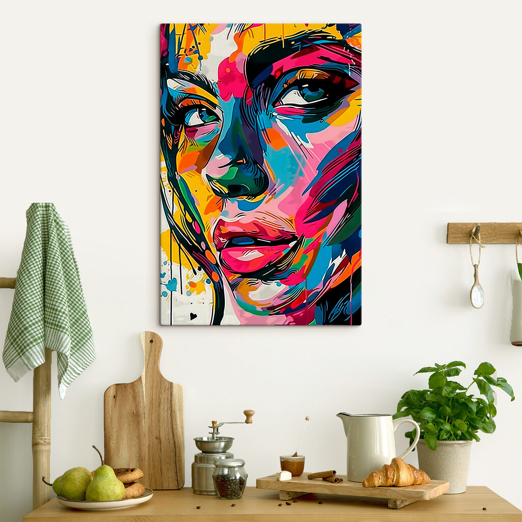 A colorful face of a woman A colorful face of a woman
