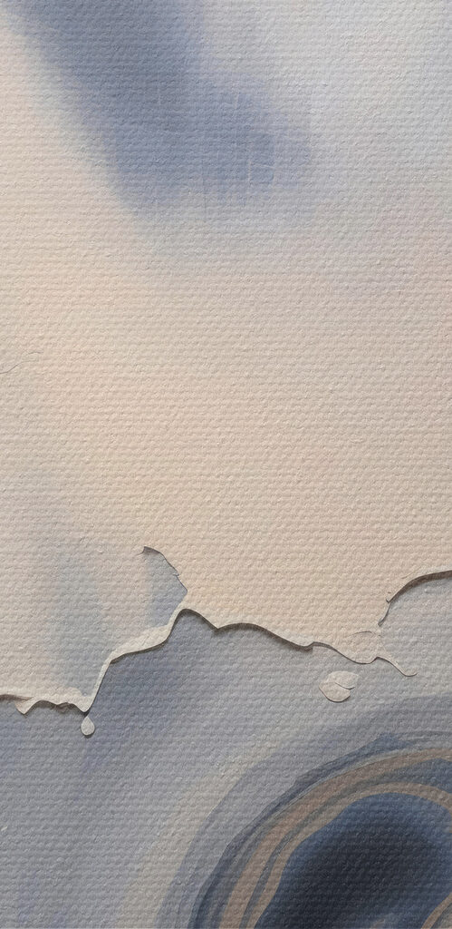 A close up of a painting