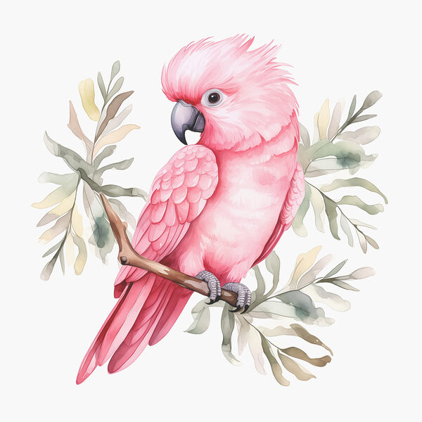 Ein rosa Vogel auf einem Ast Ein rosa Vogel auf einem Ast
