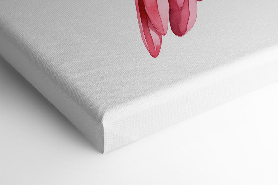 Ein rosa Vogel auf einem Ast