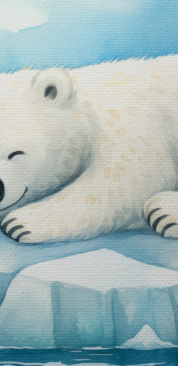 Ein Eisbär, der auf einem Eisberg im Wasser liegt Ein Eisbär, der auf einem Eisberg im Wasser liegt
