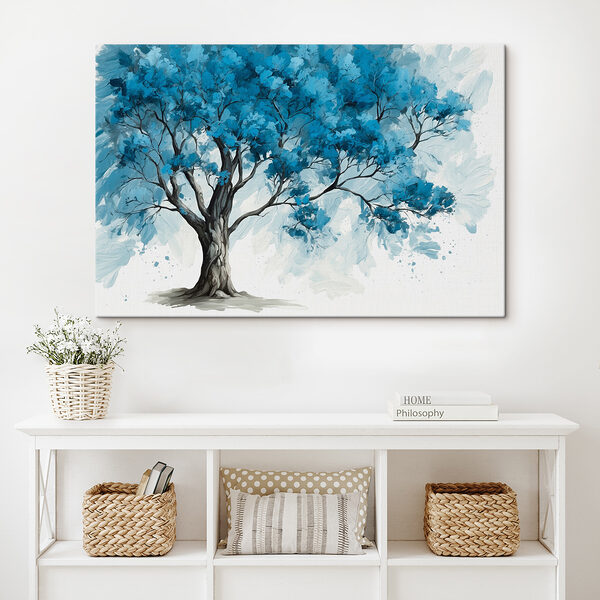 A tree with blue leaves