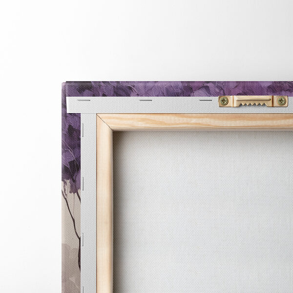 A painting of trees with purple leaves