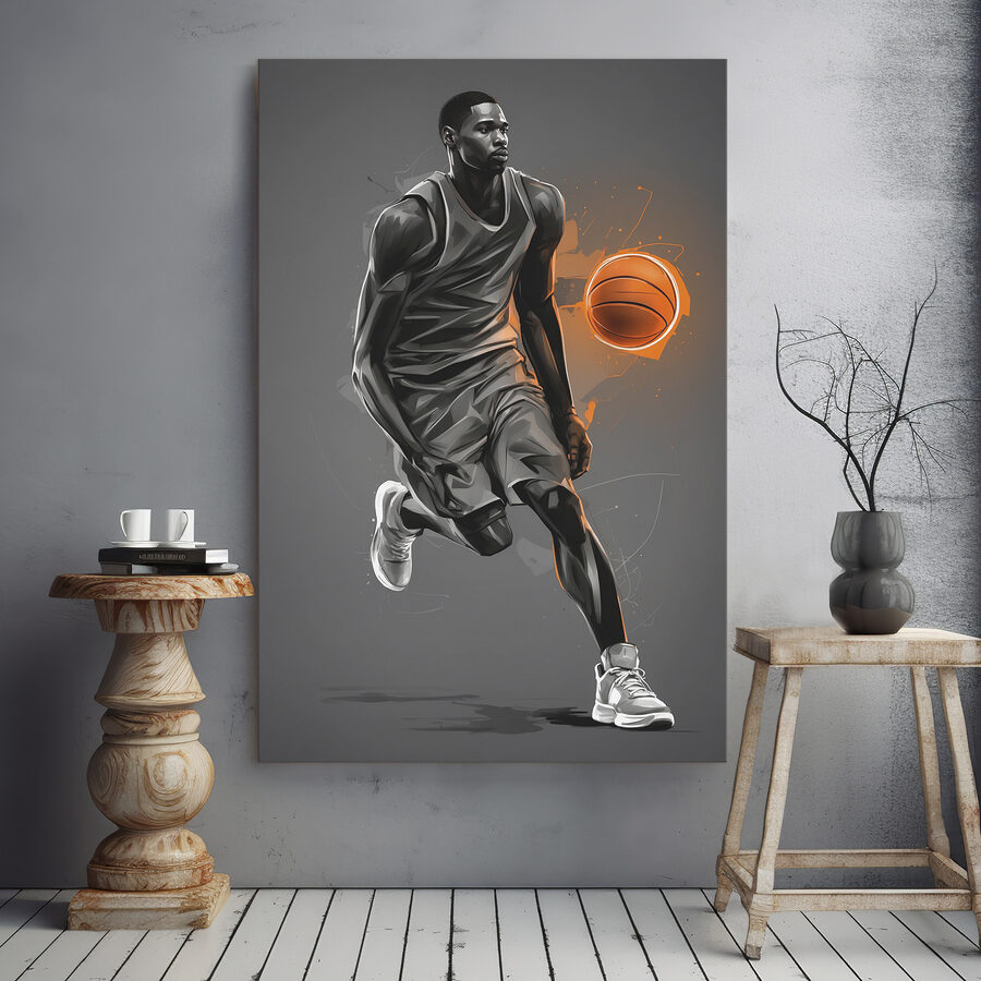 Ein Basketballspieler mit einem Ball
