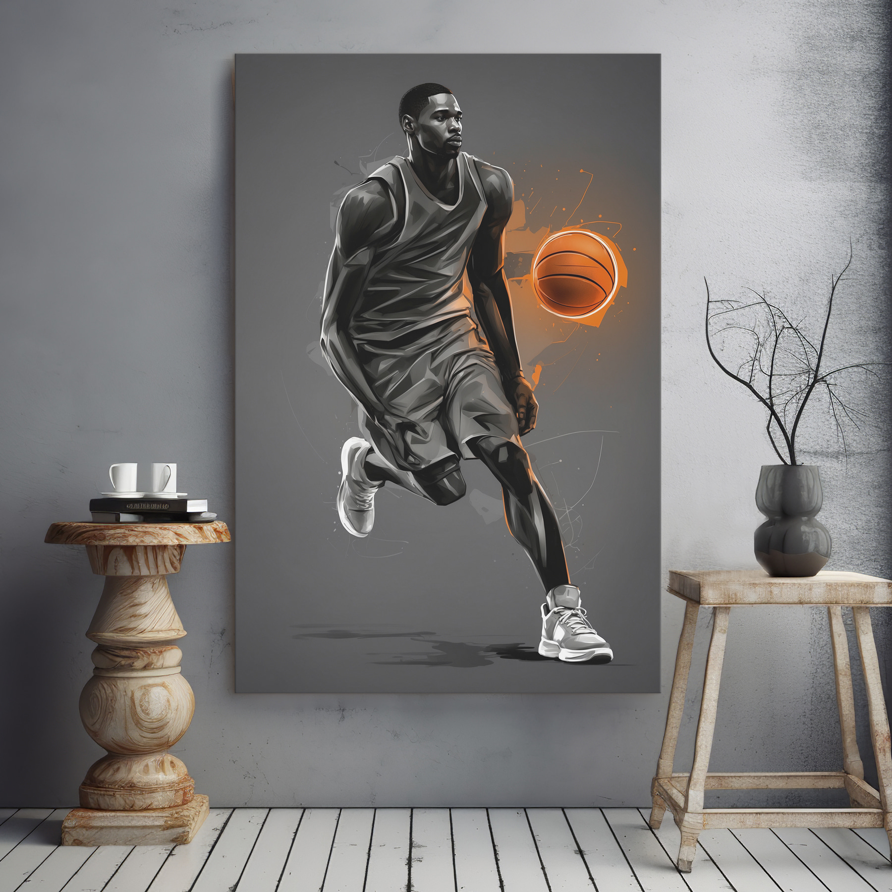 A basketball player with a ball
