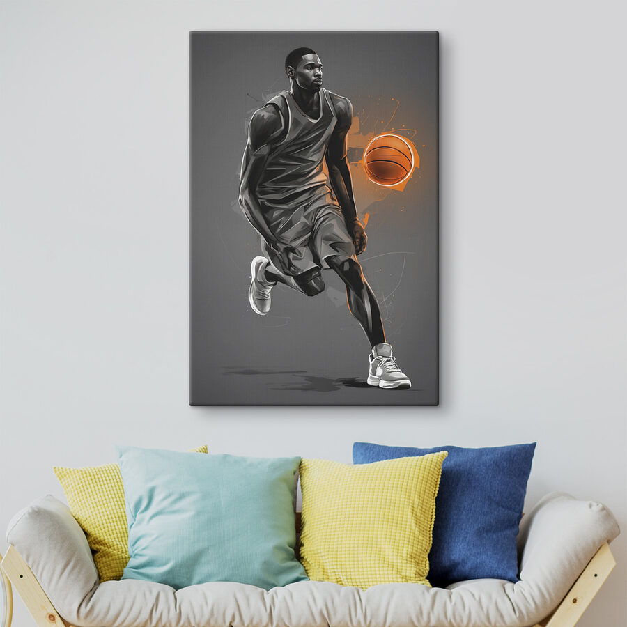 Ein Basketballspieler mit einem Ball