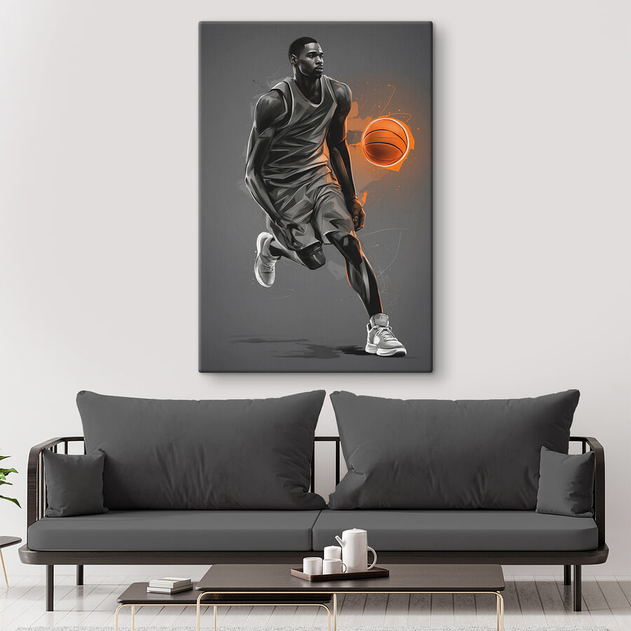 Ein Basketballspieler mit einem Ball