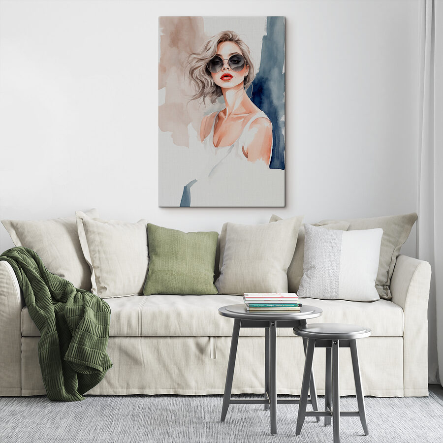 Wandbilder Ein Aquarell einer Frau mit Sonnenbrille – Bild 3