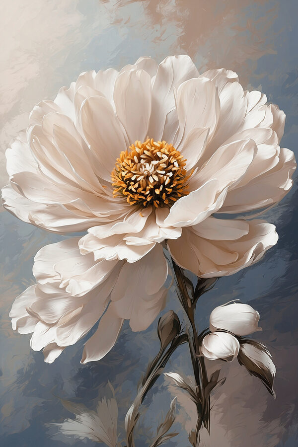 Eine weiße Blume mit gelber Mitte Eine weiße Blume mit gelber Mitte