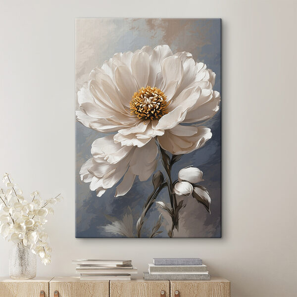 Eine weiße Blume mit gelber Mitte Eine weiße Blume mit gelber Mitte