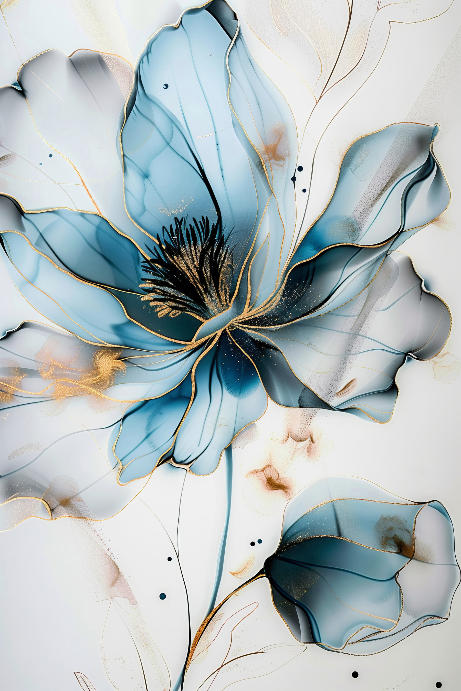 Abstract blue flower with elegant lines