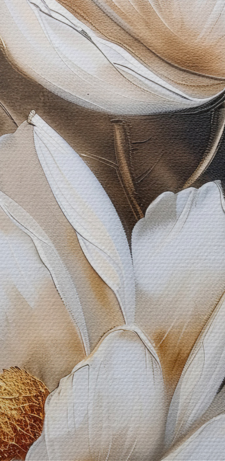 Ein Gemälde mit Blumen auf grauem Hintergrund