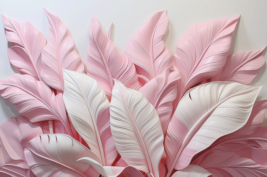 Eine Gruppe von rosa und weißen Blättern