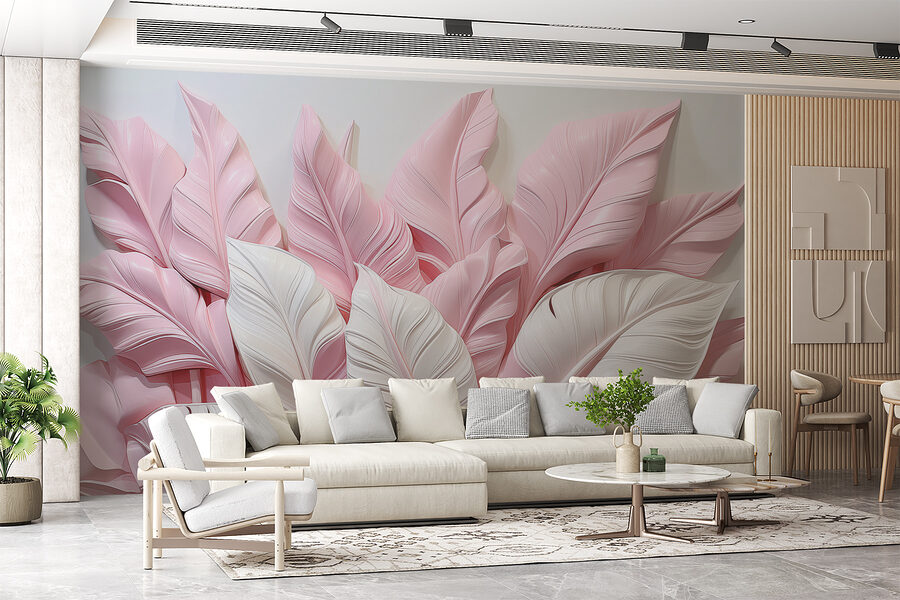 Eine Gruppe von rosa und weißen Blättern