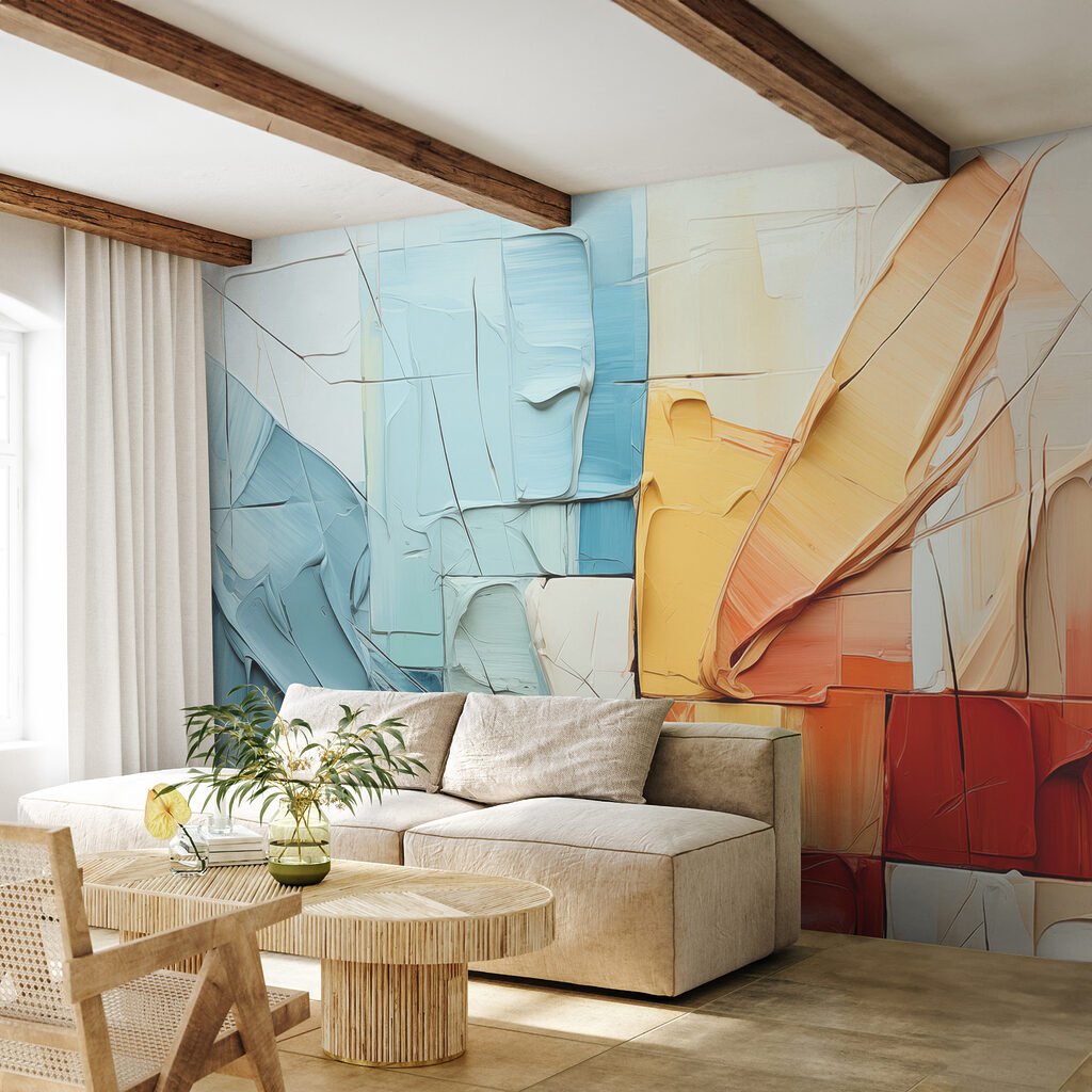 A close up of a painting