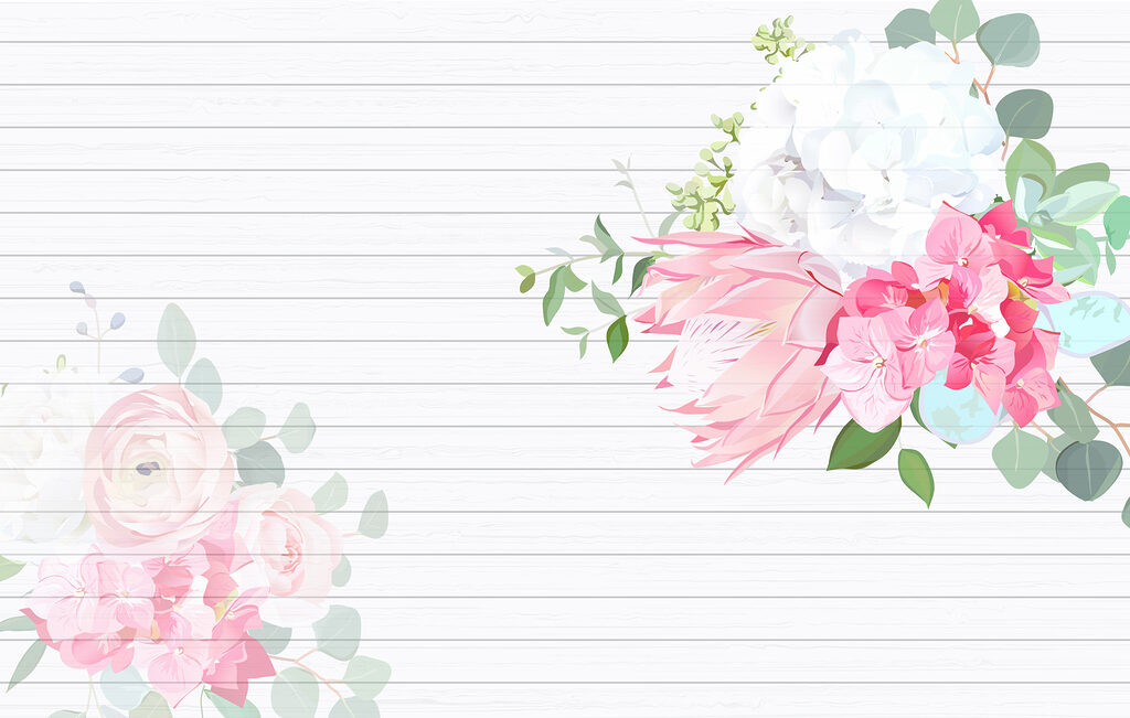 Weiße und rosa Blumen auf weißem Hintergrund Weiße und rosa Blumen auf weißem Hintergrund