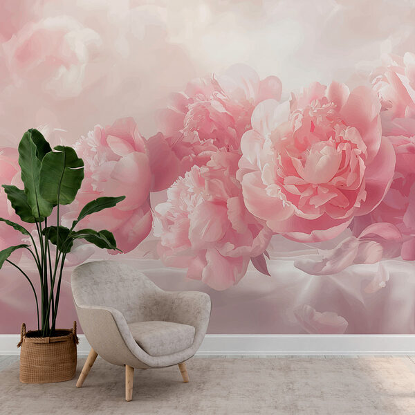 Eine Gruppe von rosa Blumen Eine Gruppe von rosa Blumen