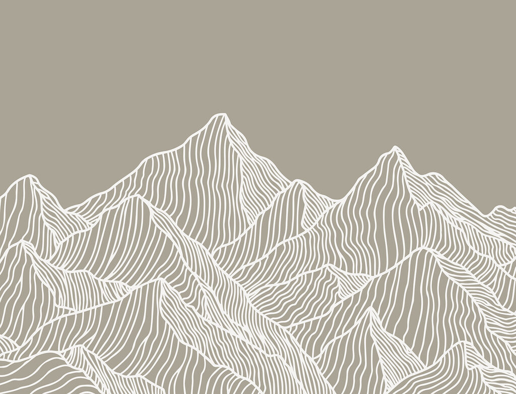Eine weiße Linienkunst der Berge Eine weiße Linienkunst der Berge