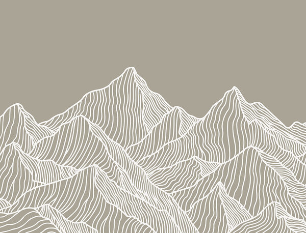 Eine weiße Linienkunst der Berge Eine weiße Linienkunst der Berge