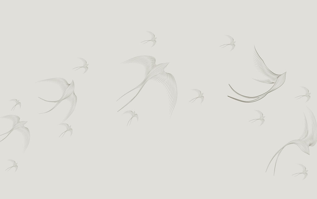 Eine Gruppe von Vögeln fliegt Eine Gruppe von Vögeln fliegt
