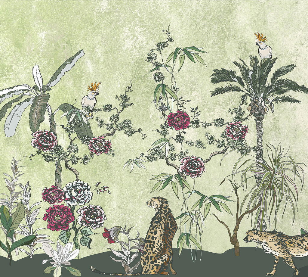 Ein Gemälde mit Pflanzen und Blumen Ein Gemälde mit Pflanzen und Blumen