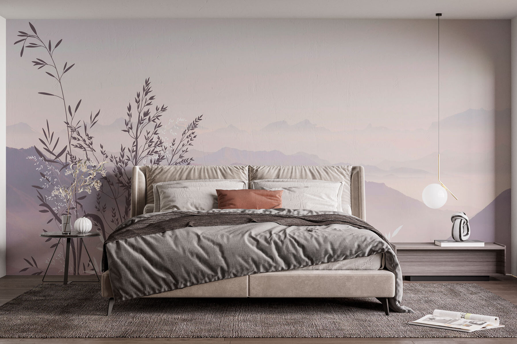 A landscape with mountains and trees A landscape with mountains and trees