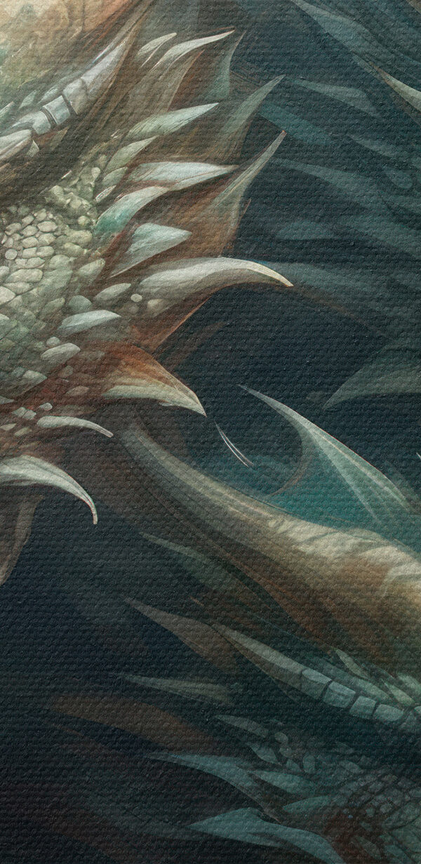 Eine Gruppe von Drachen mit scharfen, spitzen Hörnern Eine Gruppe von Drachen mit scharfen, spitzen Hörnern