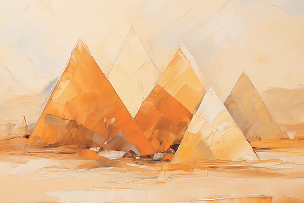 A group of pyramids in a desert