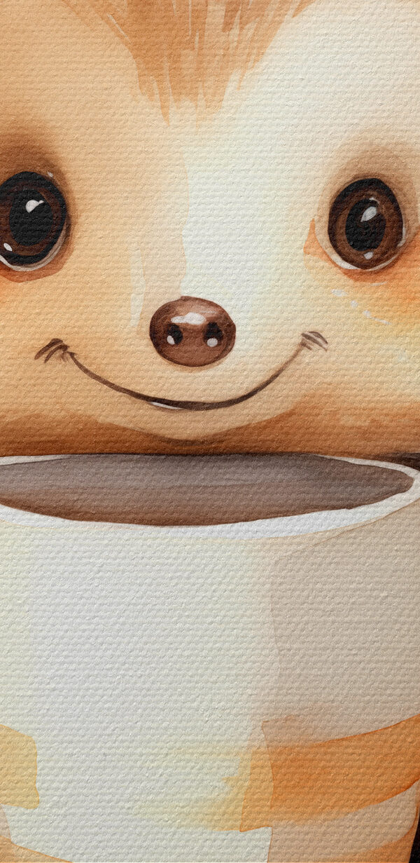Aquarell eines Igels, der eine Tasse hält Aquarell eines Igels, der eine Tasse hält