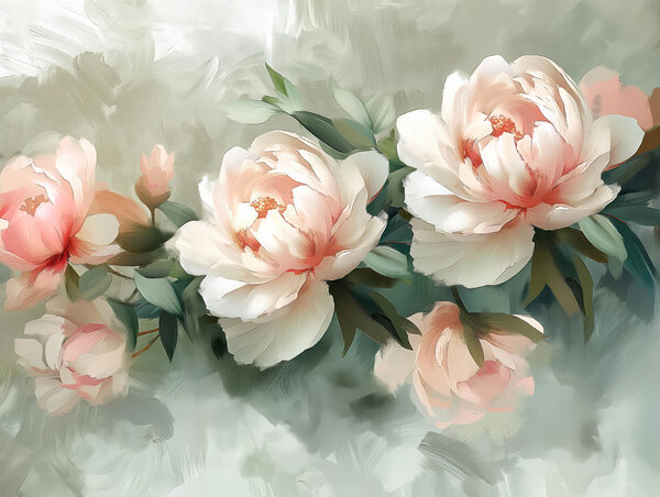 Eine Gruppe von Blumen auf einer weißen Fläche Eine Gruppe von Blumen auf einer weißen Fläche