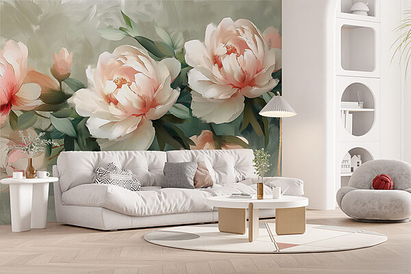 Eine Gruppe von Blumen auf einer weißen Fläche Eine Gruppe von Blumen auf einer weißen Fläche