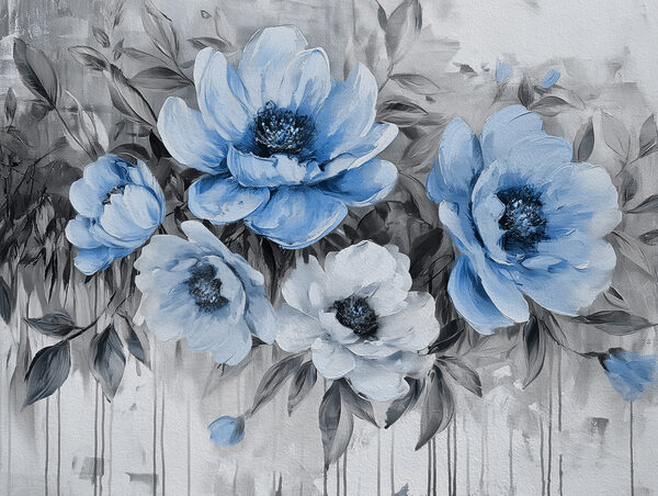 Ein Gemälde mit blauen Blumen Ein Gemälde mit blauen Blumen