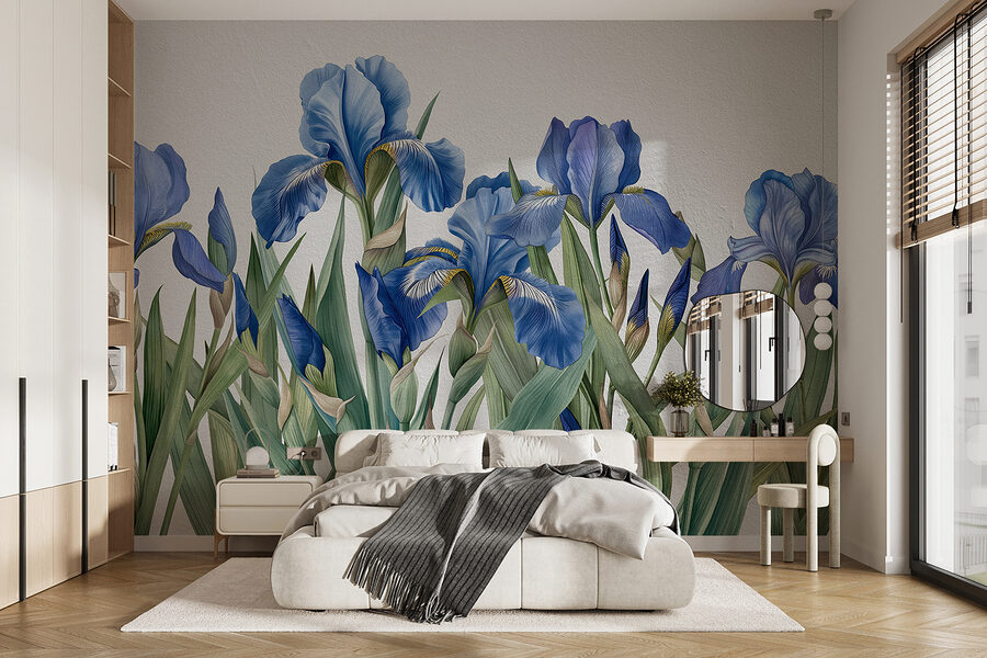 Eine Gruppe von blauen Blumen Eine Gruppe von blauen Blumen