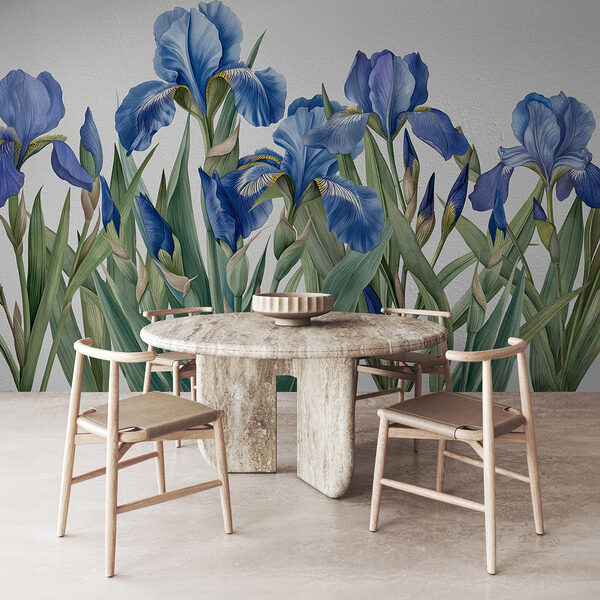 Eine Gruppe von blauen Blumen Eine Gruppe von blauen Blumen