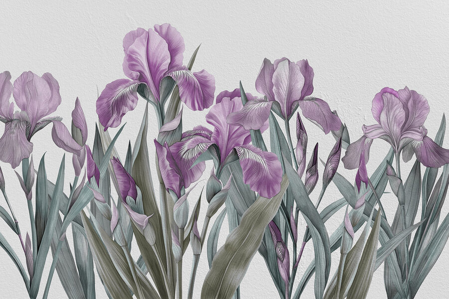 Eine Gruppe violetter Blumen Eine Gruppe violetter Blumen